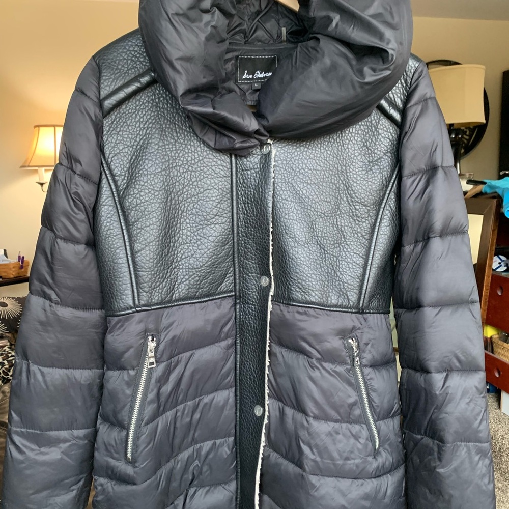 Sam Edelman Black Quilted & Shearling Puffer Coat